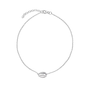 
                  
                    Sterling Silver Cowrie Seashell Anklet - Cable Chain Ankle Bracelet
                  
                