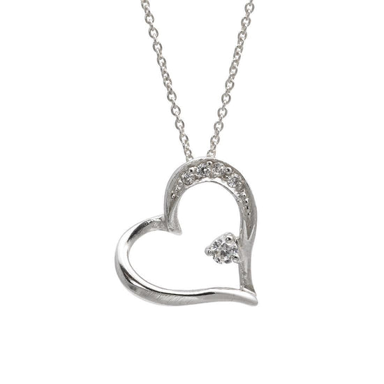 Sterling Silver Heart Cubic Zirconia Necklace