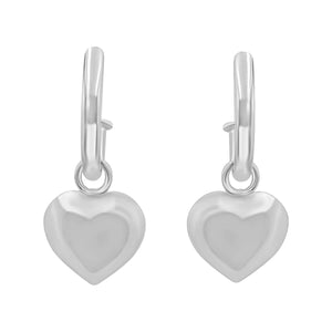 
                  
                    Sterling Silver Puffed Heart Hoop Earrings - 15mm Charm Hoops
                  
                