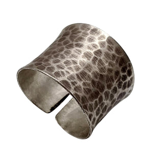 
                  
                    Hill Tribe Silver Hammered Wide Band Rustic  Adjustable Ring
                  
                