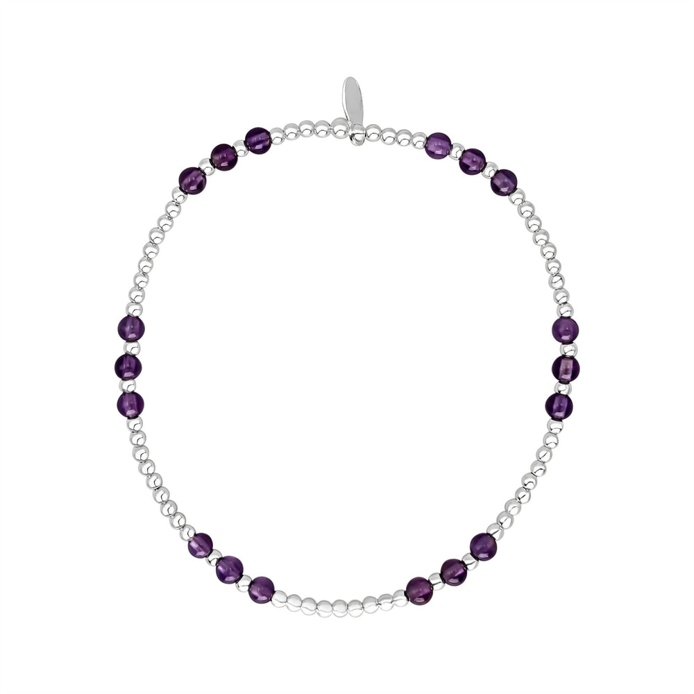 Sterling Silver Amethyst Stretch Bracelet February Gift Silverly