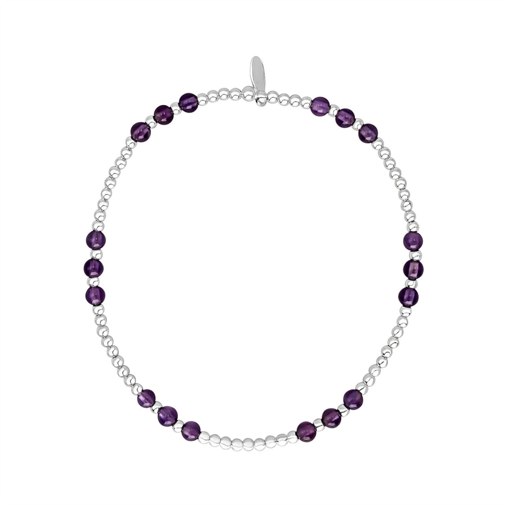 Sterling Silver Amethyst Stretch Bracelet - Purple Gemstone Design