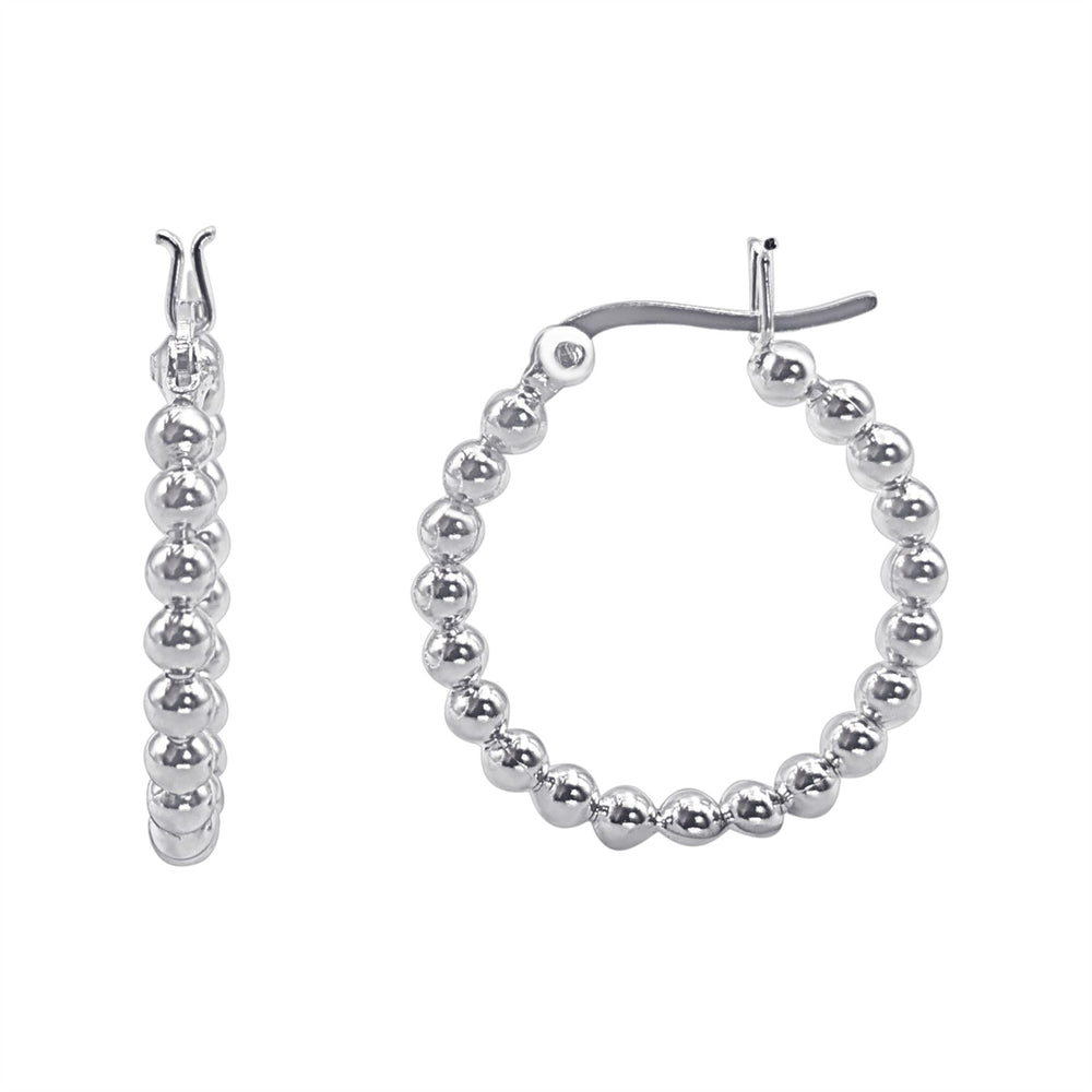 Sterling Silver Chunky Ball Hoop Earrings - 25mm Bold Beaded Hoops