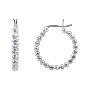 
                  
                    Sterling Silver Chunky Ball Hoop Earrings - 25mm Bold Beaded Hoops
                  
                