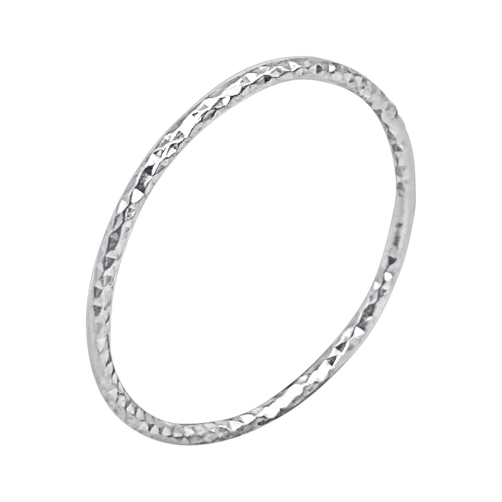 Sterling Silver Faceted Ring - Extra Thin Diamond Cut Stacking Band