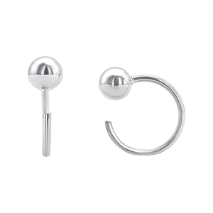 
                  
                    Sterling Silver Pull-Through Half Hoop Earrings With Ball Stopper
                  
                