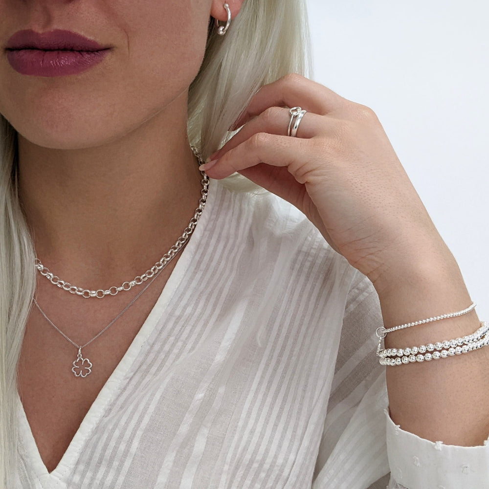 
                  
                    Sterling Silver Thick Rolo Chain Short Choker Necklace
                  
                