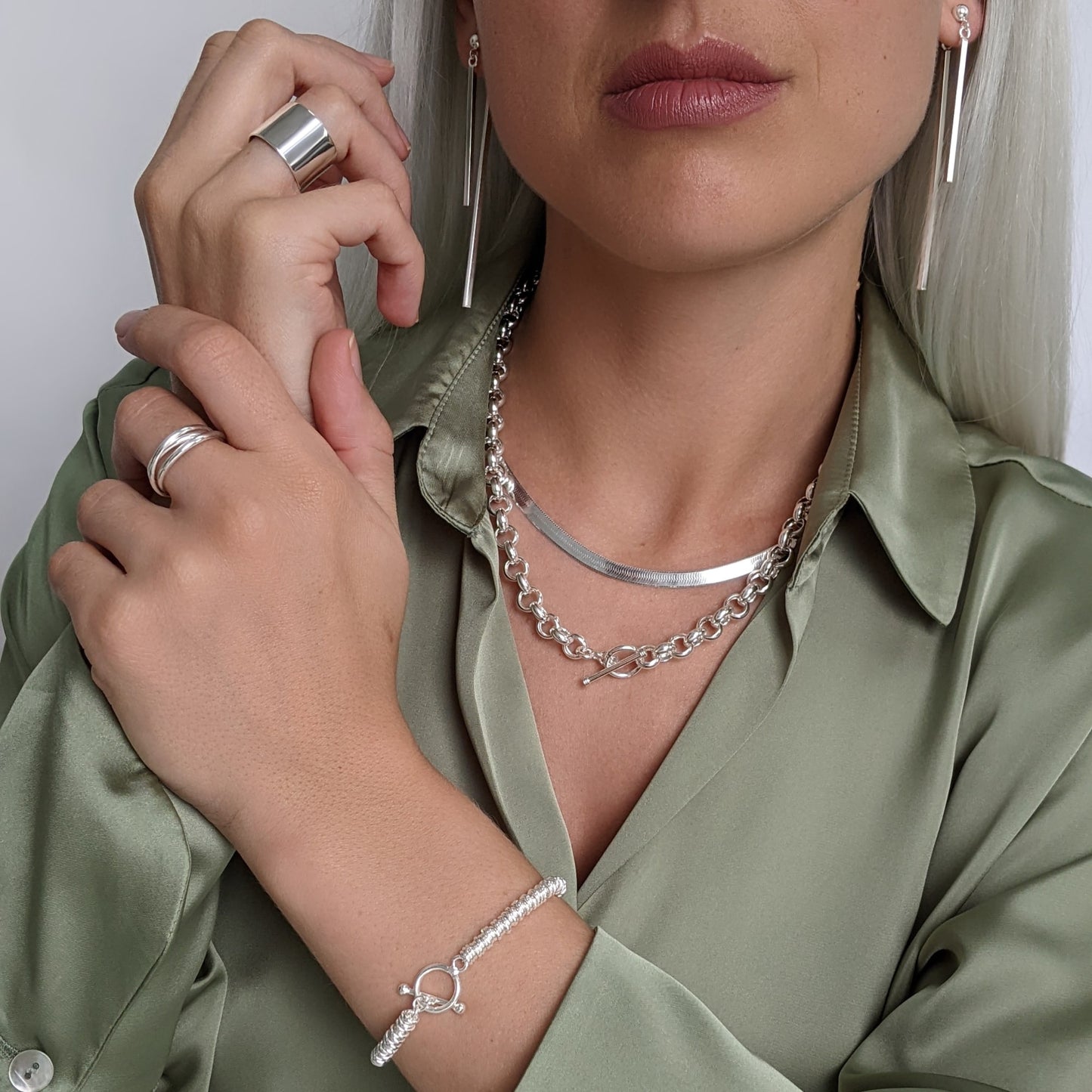 
                  
                    Sterling Silver Classic Wide Plain Flat Herringbone Chain Necklace
                  
                
