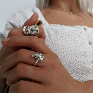 
                  
                    Sterling Silver Indian Style Curved Teardrop Pear Shaped Ring
                  
                