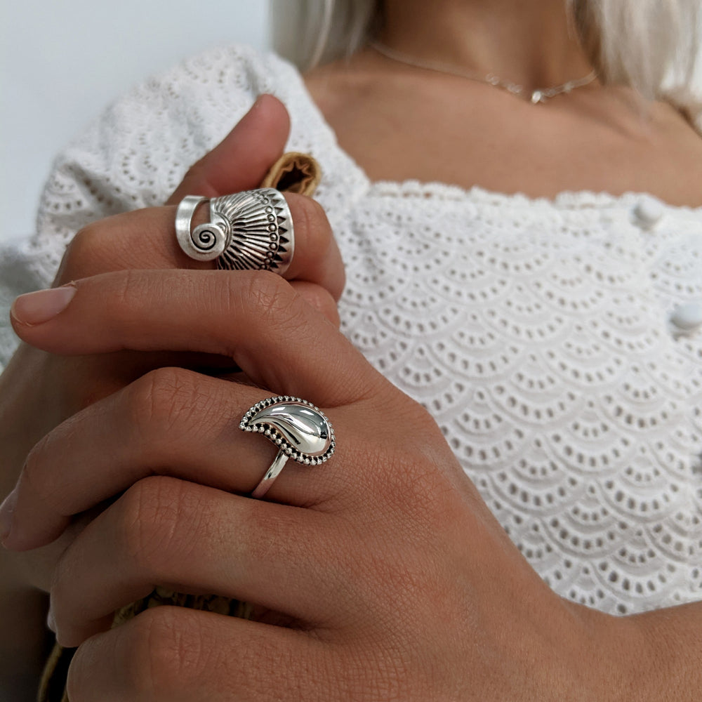 
                  
                    Karen Hill Tribe Silver Boho Peacock Motif Spiral Adjustable Ring
                  
                