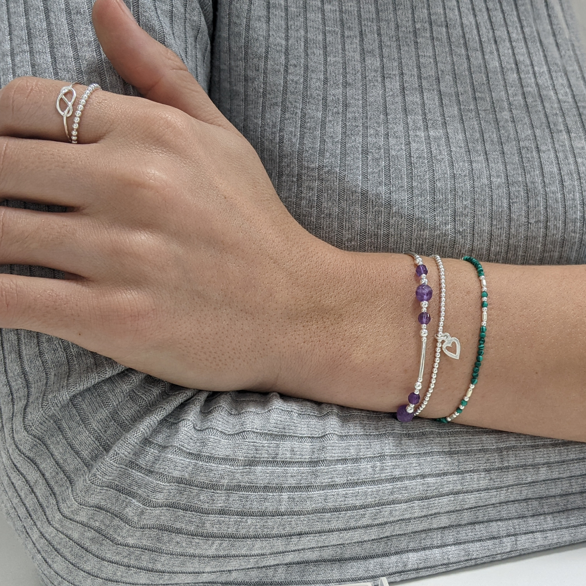 Sterling Silver Beaded Ring – Ball Bead Fidget Band