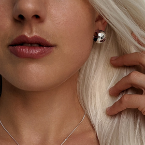 
                  
                    Sterling Silver Chubby Dome Hoop Earrings - Chunky Open Hoops
                  
                