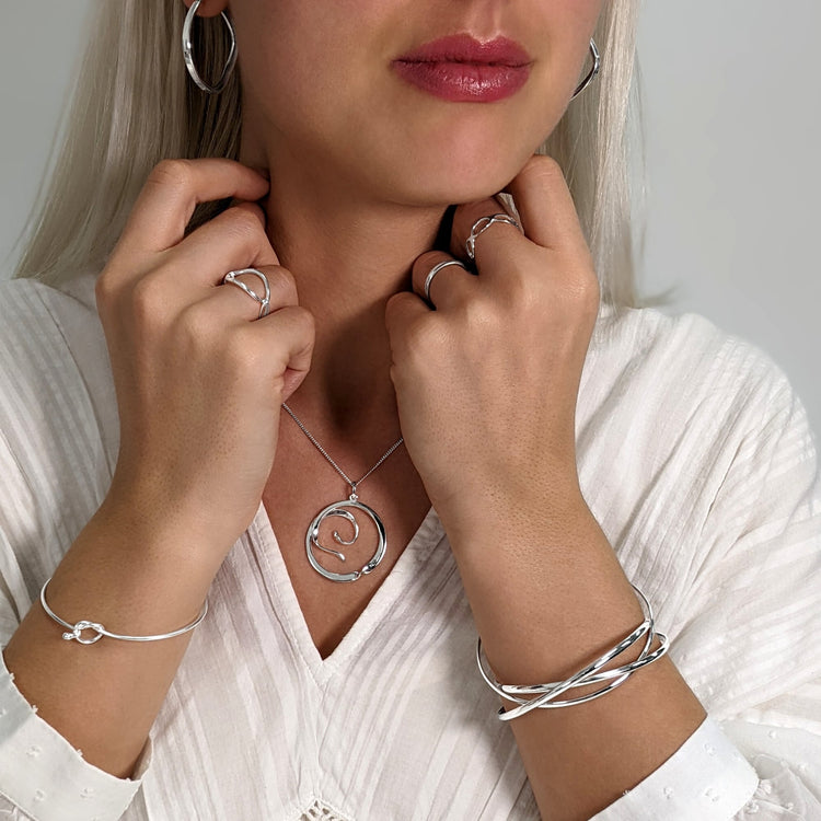 Bracelet Triple Interconnecté En Argent 925 - Marque Silverly - Neuf Avec étiquettes - Style Jonc Rigide