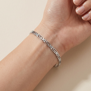 
                  
                    Sterling Silver Greek Key Chain Bracelet - Chunky Classic Design
                  
                