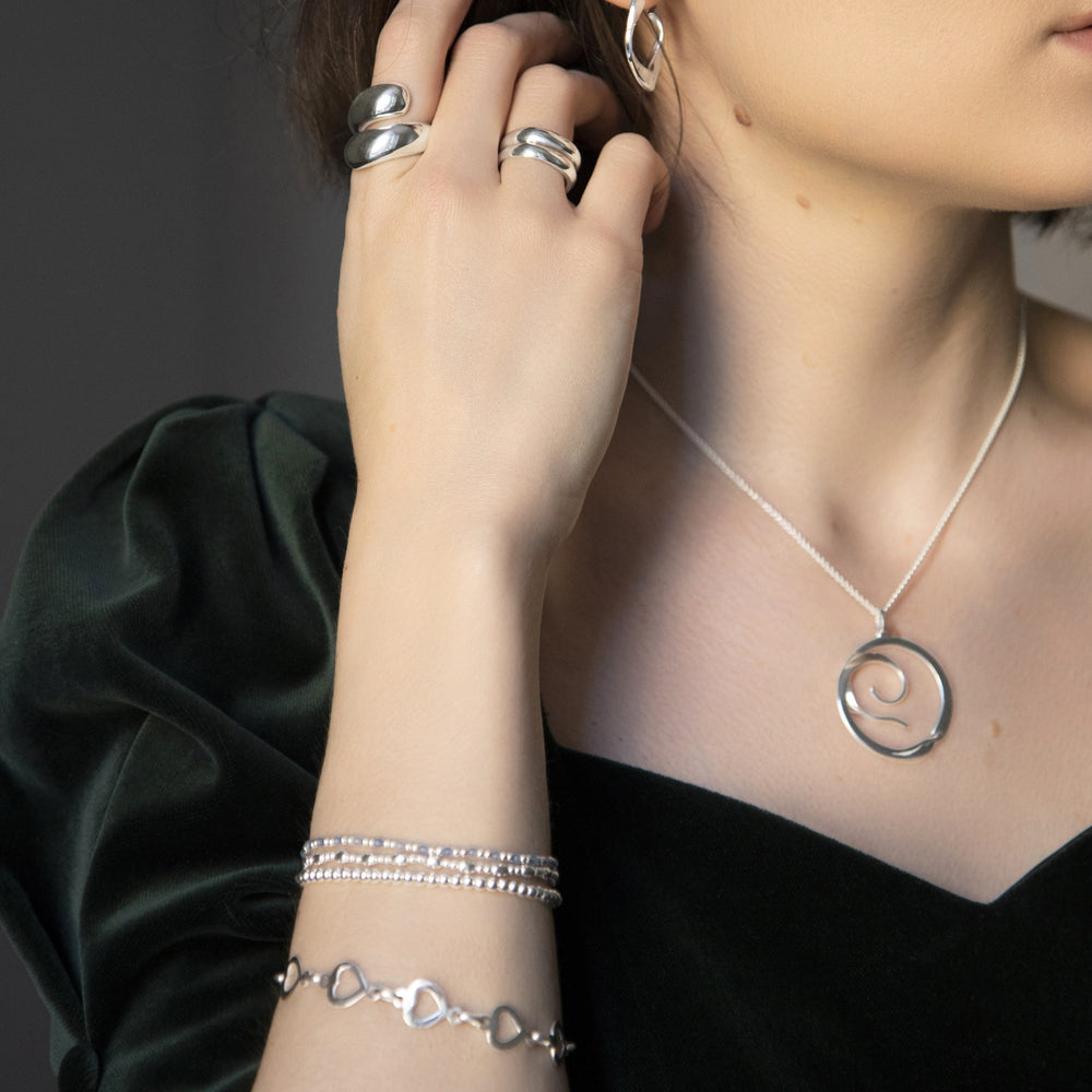 Sterling Silver Rice and Ball Bead Bracelet Stacking Bracelets