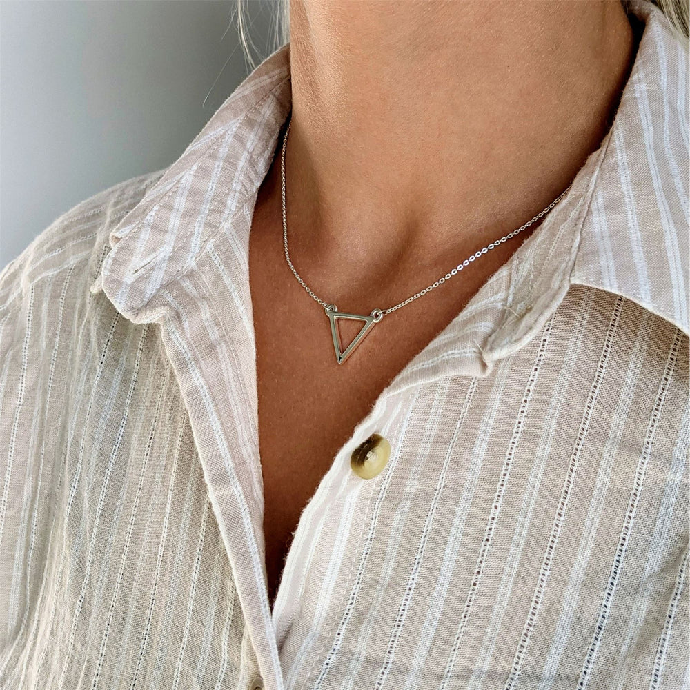
                  
                    Sterling Silver Geometric Triangle Necklace
                  
                