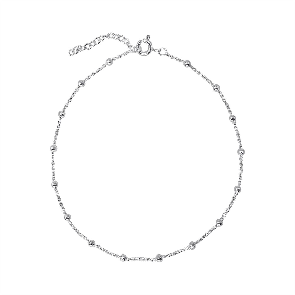 Sterling Silver Satellite Chain Anklet - Ball & Cable Chain Design