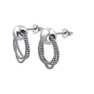 
                  
                    Sterling Silver Twisted Rope Triple Circle Stud Earrings - Nautical
                  
                