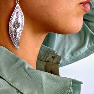 
                  
                    Karen Hill Tribe Silver Flower Motif Leaf Shaped Drop Earrings
                  
                