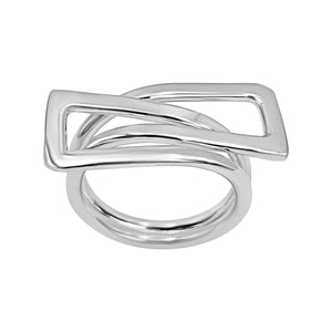 
                  
                    Sterling Silver Modern Open Rectangle Statement Wrap Ring - Double Band
                  
                