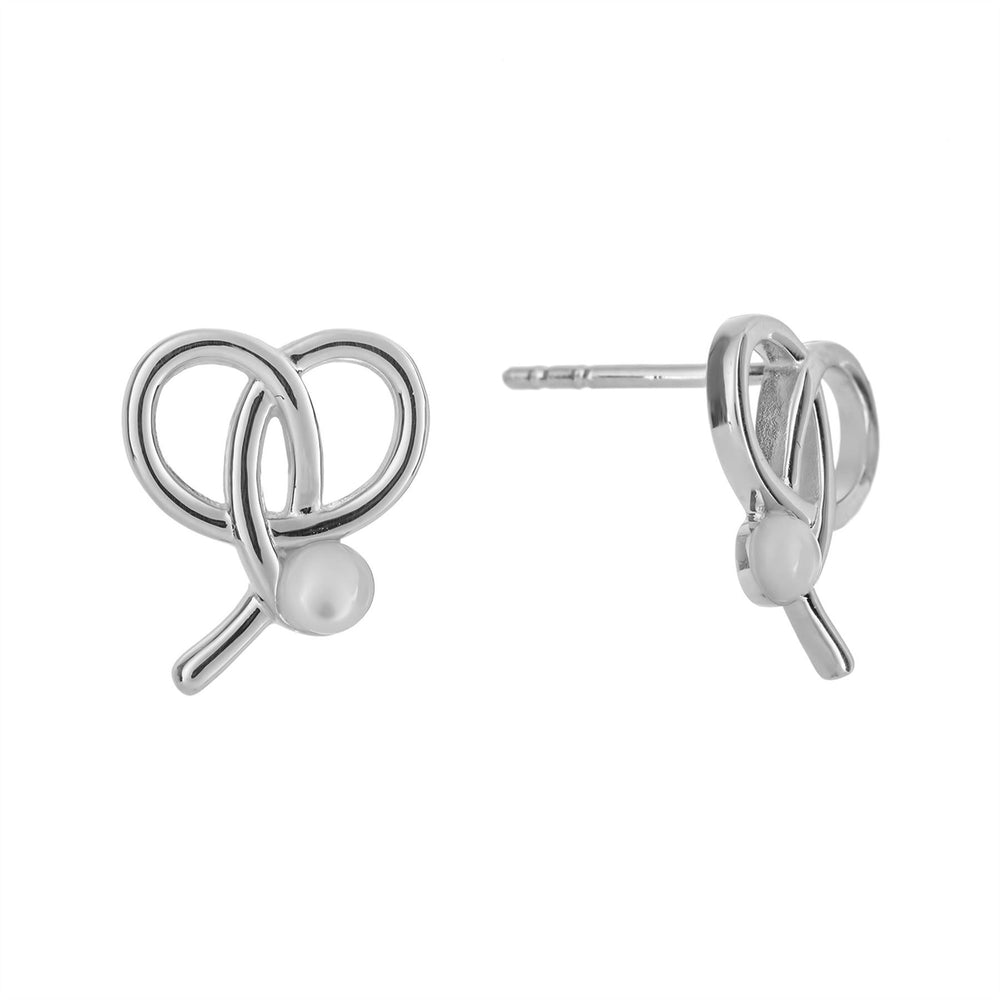 Sterling Silver Mother of Pearl Love Knot Stud Earrings