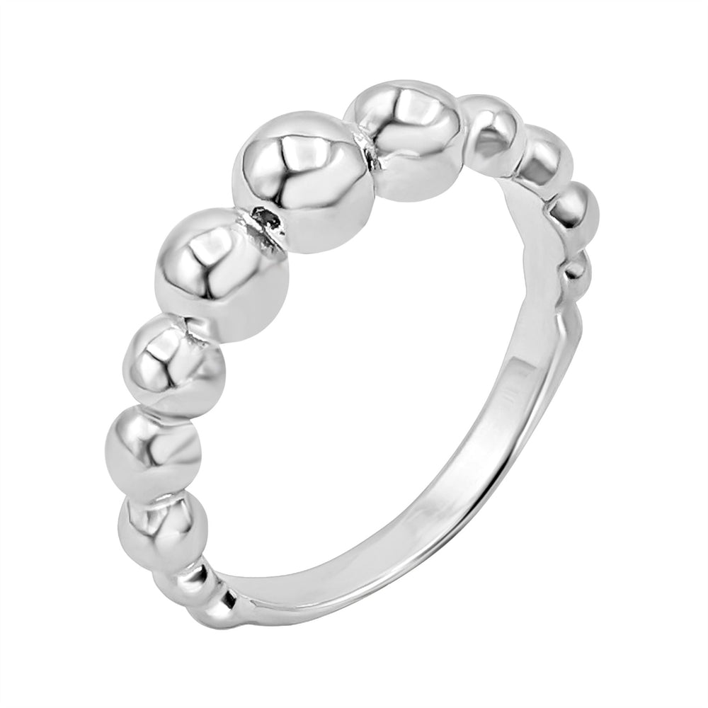 Sterling Silver Graduated Ball Bead Ring - Chunky Stacking Band