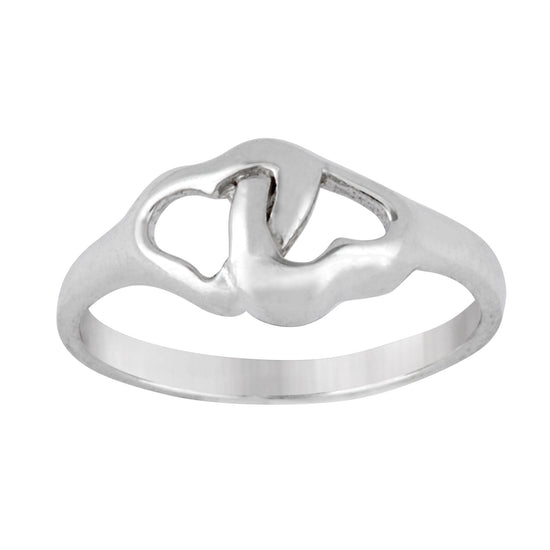 Sterling Silver Interlocking Open Heart Ring - Double Heart Band