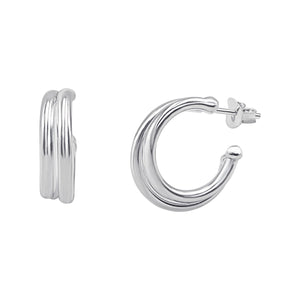 
                  
                    Sterling Silver Double Hoop Earrings - Round Tube Illusion Hoops
                  
                