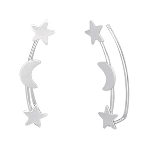 
                  
                    Sterling Silver Star & Crescent Moon Climber Earrings
                  
                