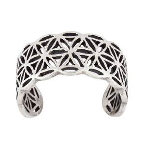 
                  
                    Sterling Silver Flower Of Life Geometric Open Band Ring
                  
                