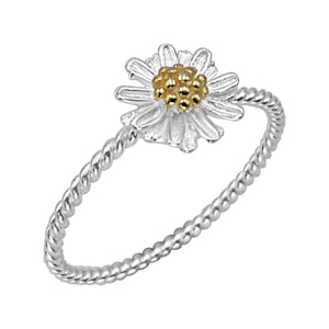 
                  
                    Gold Plated Sterling Silver Daisy Ring - Twisted Rope Friendship Band
                  
                