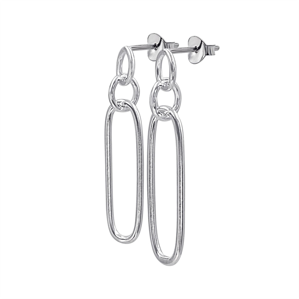 
                  
                    Sterling Silver Oval Circle Dangle Earrings - Paperclip Chain Style
                  
                