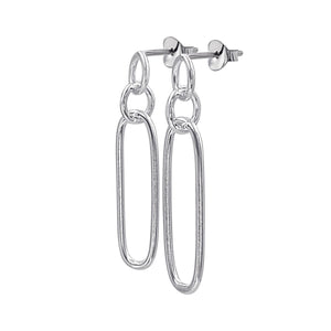 
                  
                    Sterling Silver Oval Circle Dangle Earrings - Paperclip Chain Style
                  
                