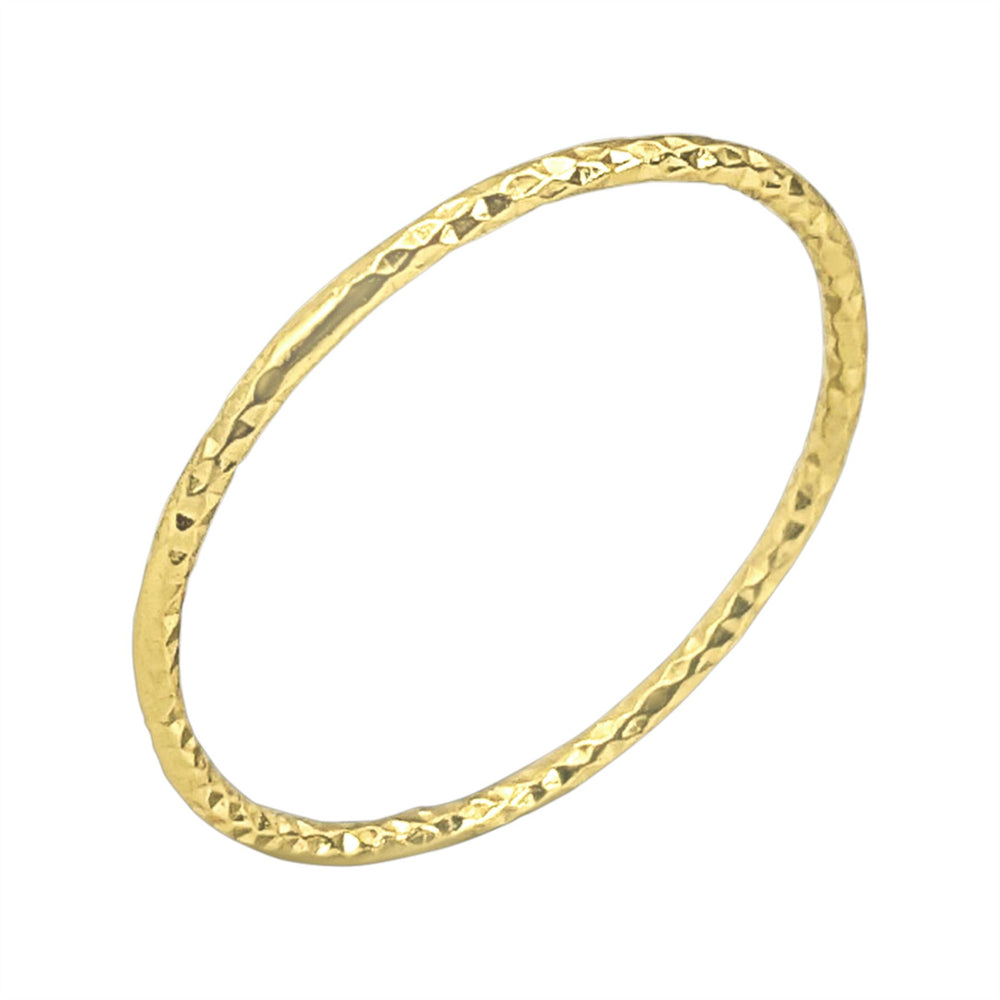 Gold Plated Sterling Silver Faceted Ring - Diamond Cut Stacking Band