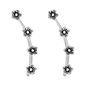 
                  
                    Sterling Silver Forget Me Not Flower Climber Earrings
                  
                