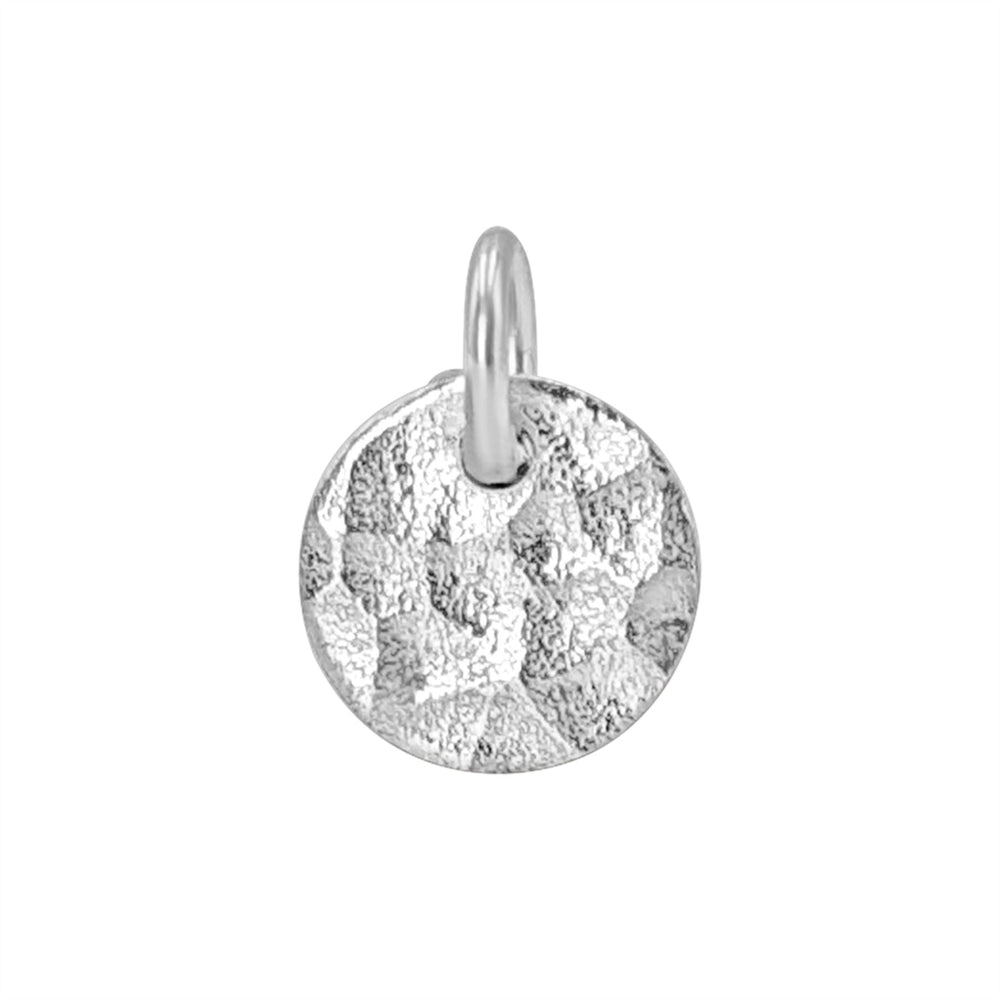 Sterling Silver Hammered Flat Disc Charm - Simple Geometric Finding