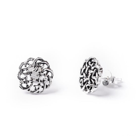 Sterling Silver Celtic Endless Knot Stud Earrings - Knotwork Studs
