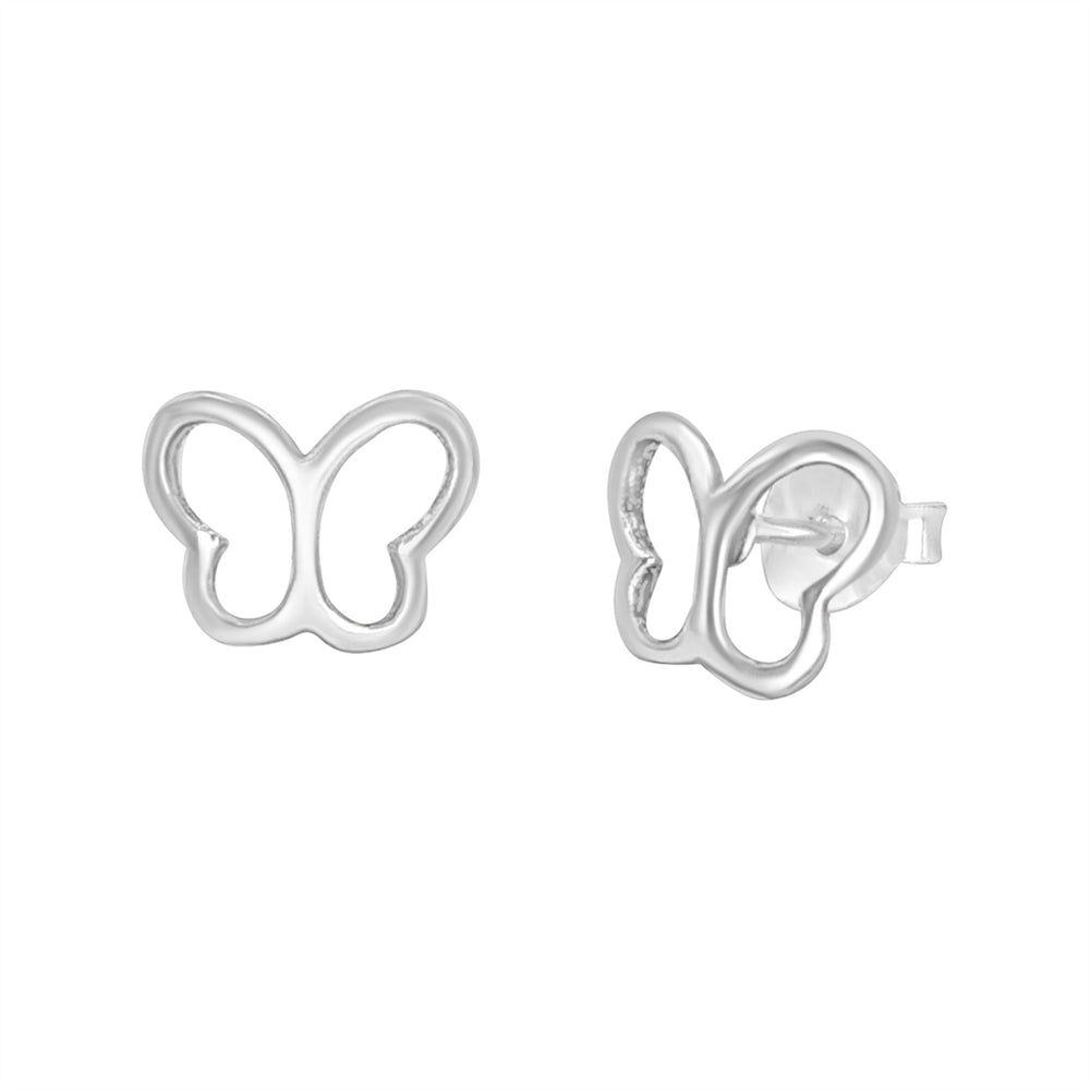 Sterling Silver Open Butterfly Stud Earrings - Nature-Inspired Studs