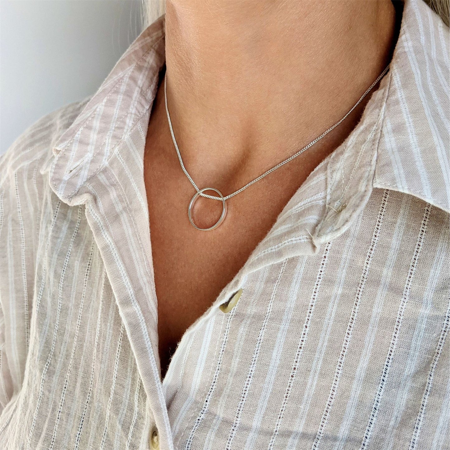
                  
                    Sterling Silver Geometric Circle Necklace
                  
                