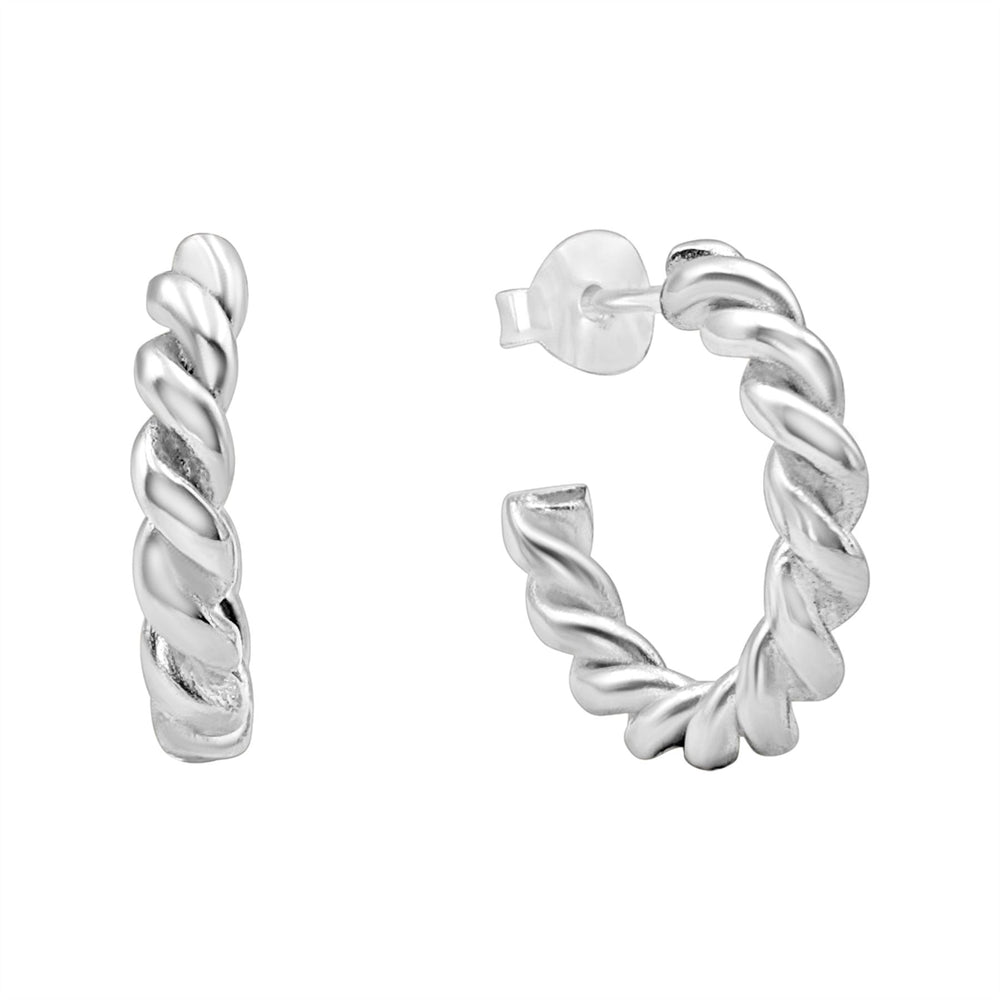 Sterling Silver Twisted Rope Hoop Earrings - Chunky Twist Hoops