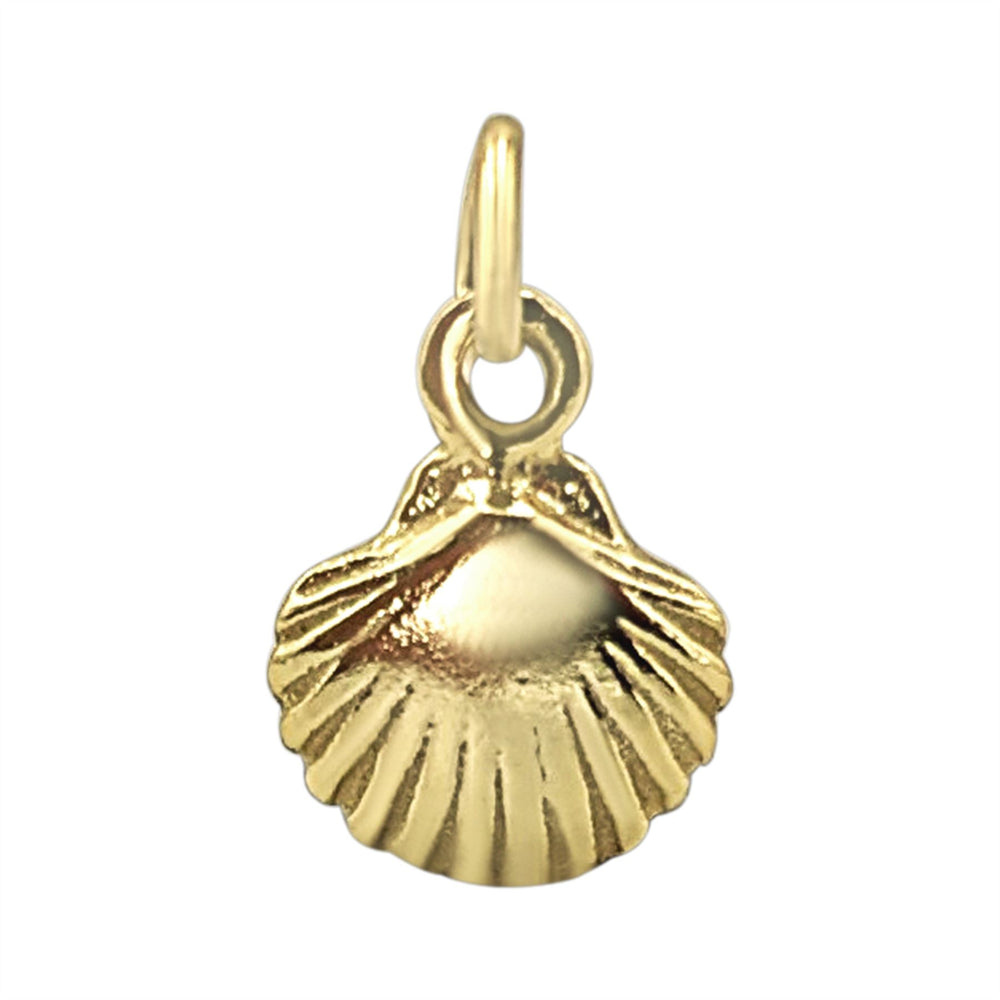 Gold-Plated Sterling Silver Scallop Shell Charm - Seashell Pendant