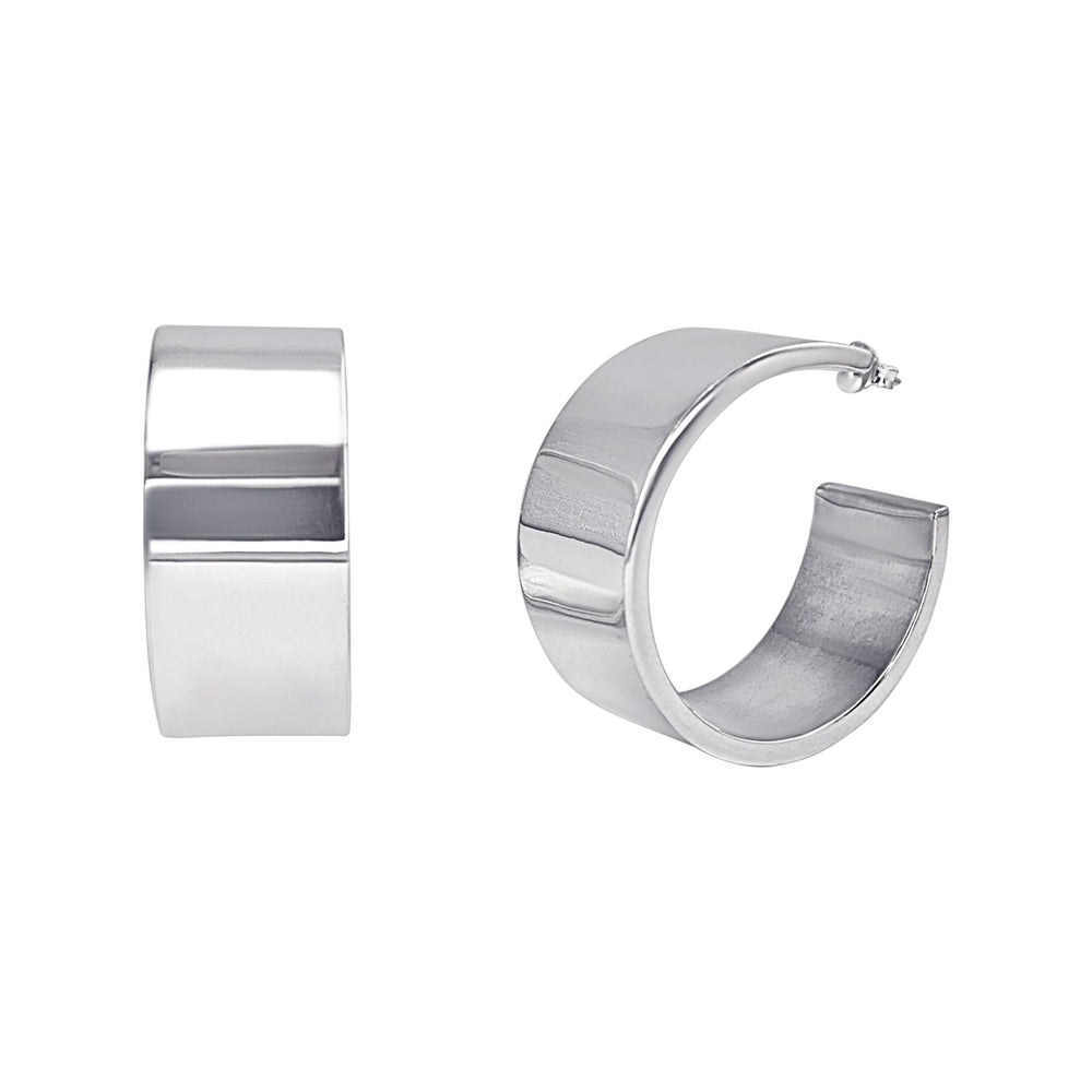 Sterling Silver Chunky Hoop Earrings - 35mm Large Statement Hoops