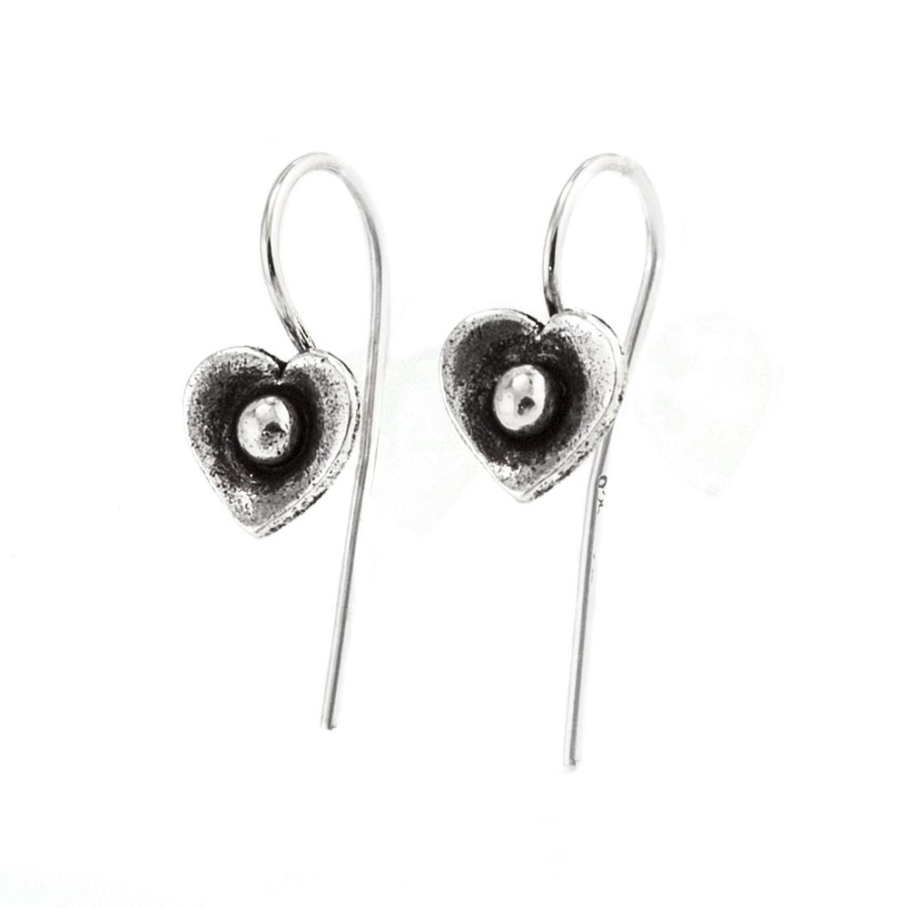 Sterling Silver Heart Flower Earrings
