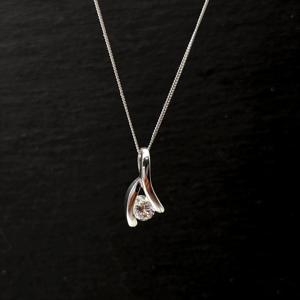 
                  
                    Sterling Silver Cubic Zirconia Wishbone Pendant Necklace
                  
                