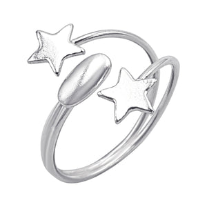 
                  
                    Sterling Silver Wrap Double Star Toe Ring - Adjustable Midi Pinky Ring
                  
                