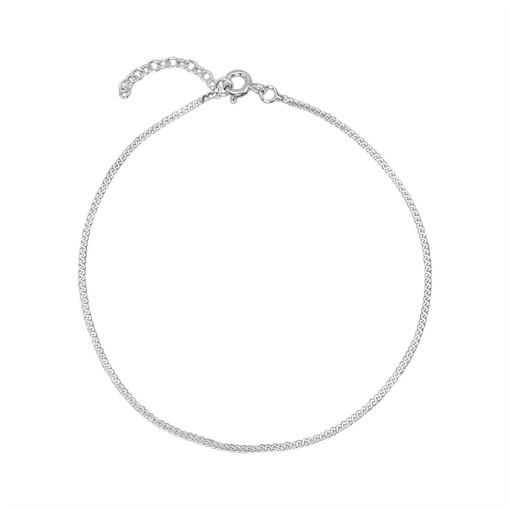 Sterling Silver Flat Serpentine Chain Anklet - Minimalist Design