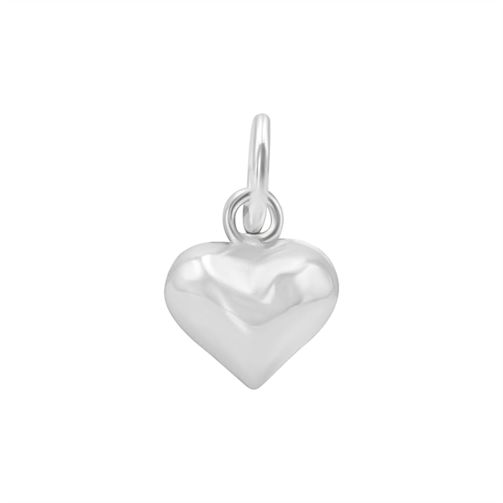 Sterling Silver Puffed Heart Charm - Heart Shaped Jewellery Finding