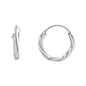 
                  
                    Sterling Silver Twisted Hoop Earrings - 15mm Dainty Thin Tube Hoops
                  
                