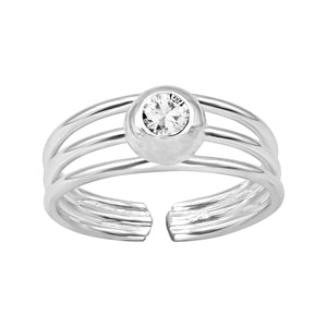 
                  
                    Sterling Silver Cubic Zirconia Toe Ring - Adjustable Multi-Band Design
                  
                