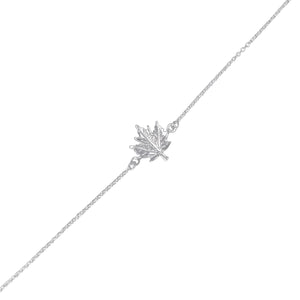 
                  
                    Sterling Silver Large Maple Leaf Bracelet - Cable Chain Style
                  
                